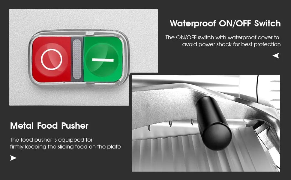 10 inch Chromium-Steel Blade Semi-Auto for Meat Cheese 240W,Silver Meat Slicer Machine