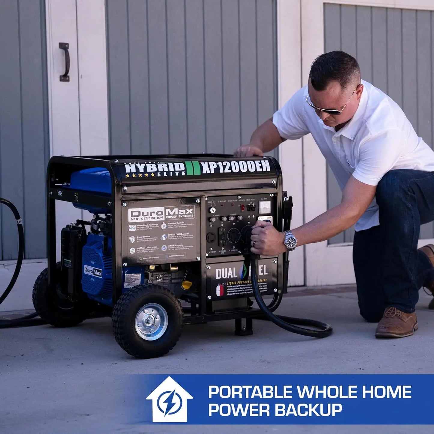 Generator-12000 Watt Gas or Propane Powered Home Back Up & RV Ready, 50 State Approved Dual Fuel