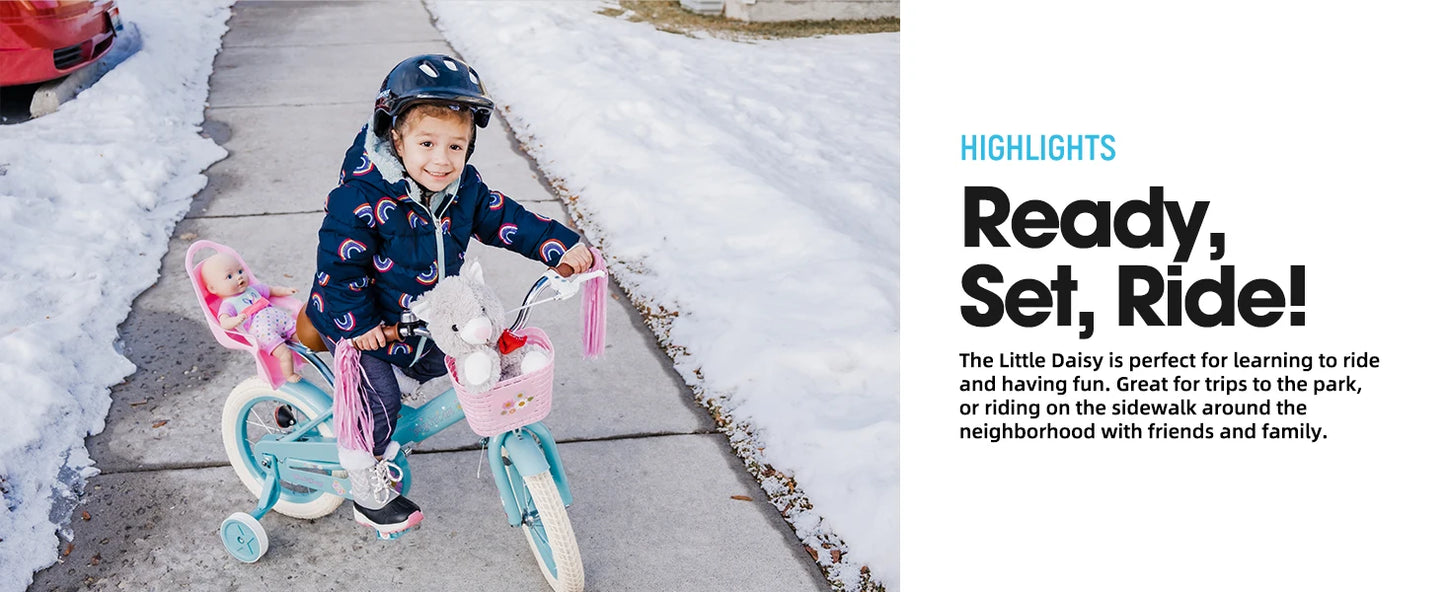 JOYSTAR Kids Bike 2-7 Years, 12 14 16" Girls Bike w/Doll seat, Boys Bike w/ Flag & Plate