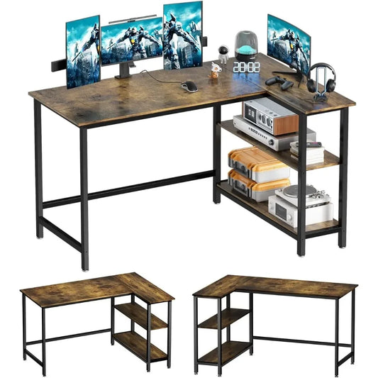 L-Shaped Desk - 39 Inch Home Office Computer Desk with Shelf, Gaming Desk, Corner Table