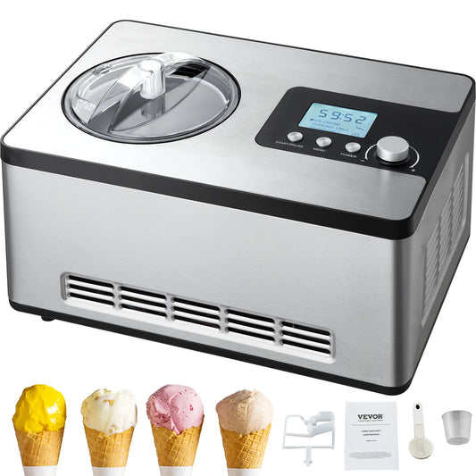 SucceBuy Automatic Ice Cream Maker with Built-in Compressor 2 Quart No Pre-freezing Fruit Yogurt