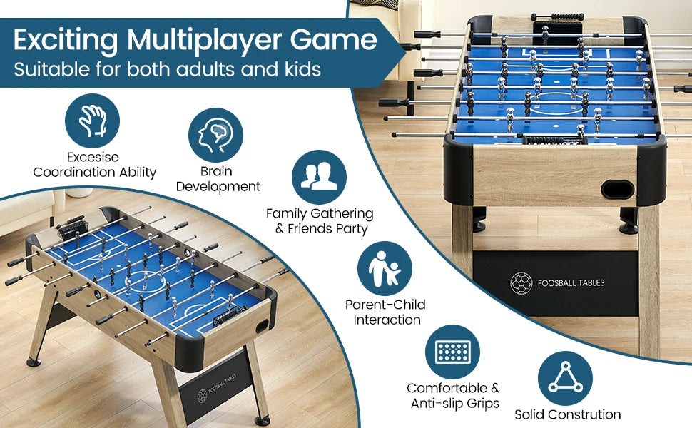 54 Inch Full Size Foosball Table, Soccer Table Game for Kids and Adults, Arcade Table Soccer