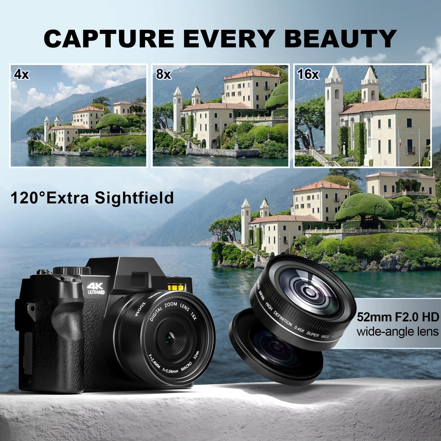 Compact Digital Photography Camera 4K WIFI Webcam  Video Recorder YouTube 48MP Camcorder 16X Digital