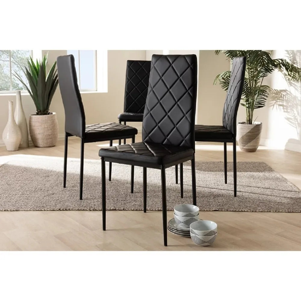 Faux Leather Upholstered Dining Chair (Set of 4), With Backrest, Ideal for use in Dining