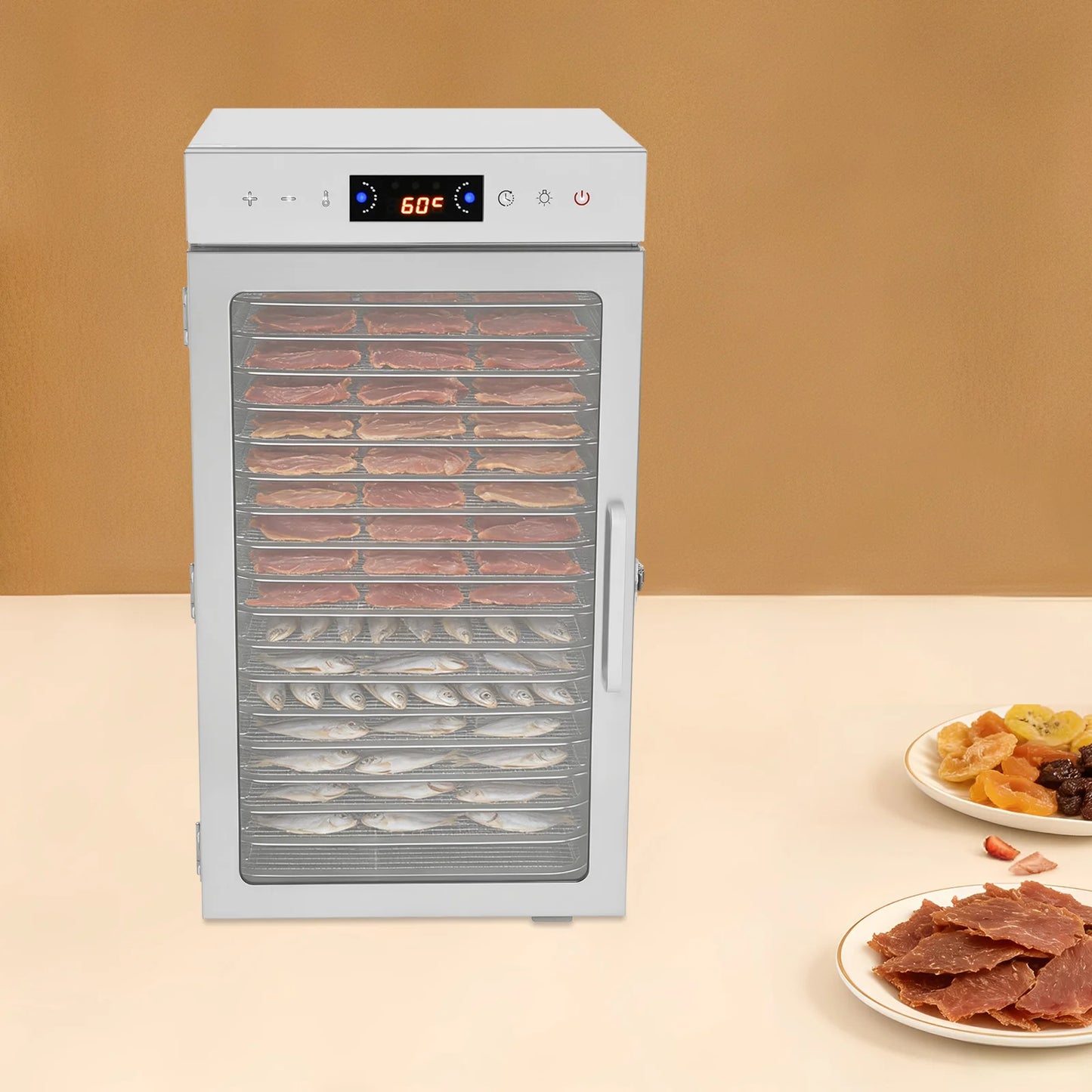 Stainless Steel Fruit Dryer+800W Power, Food Dehydrator+18 Grids, Fruit Dryer Machine+30-90°C Temp