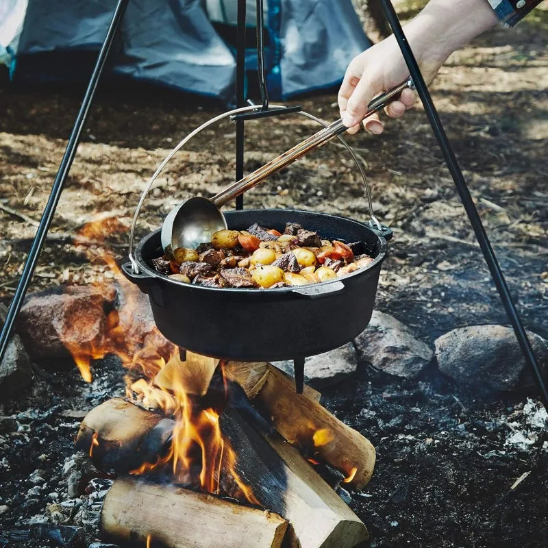 6Qt Cast Iron Camping Dutch Oven w/Lid Lifter and Storage Bag -  Pot with Lid, Cast Iron Camping