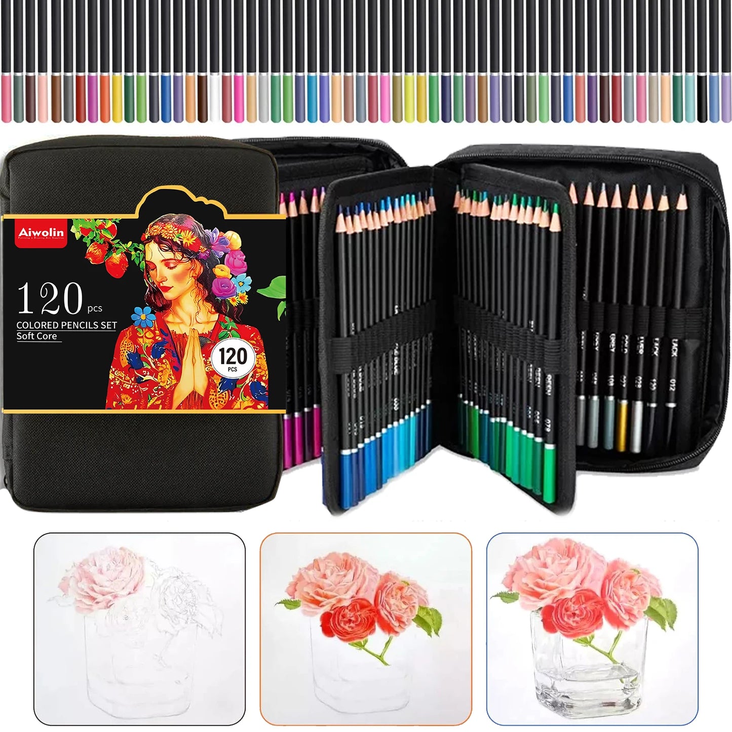 120 Colored Pencils, Professional Vibrant Artists Coloring Pencils Sketching Blending Shading