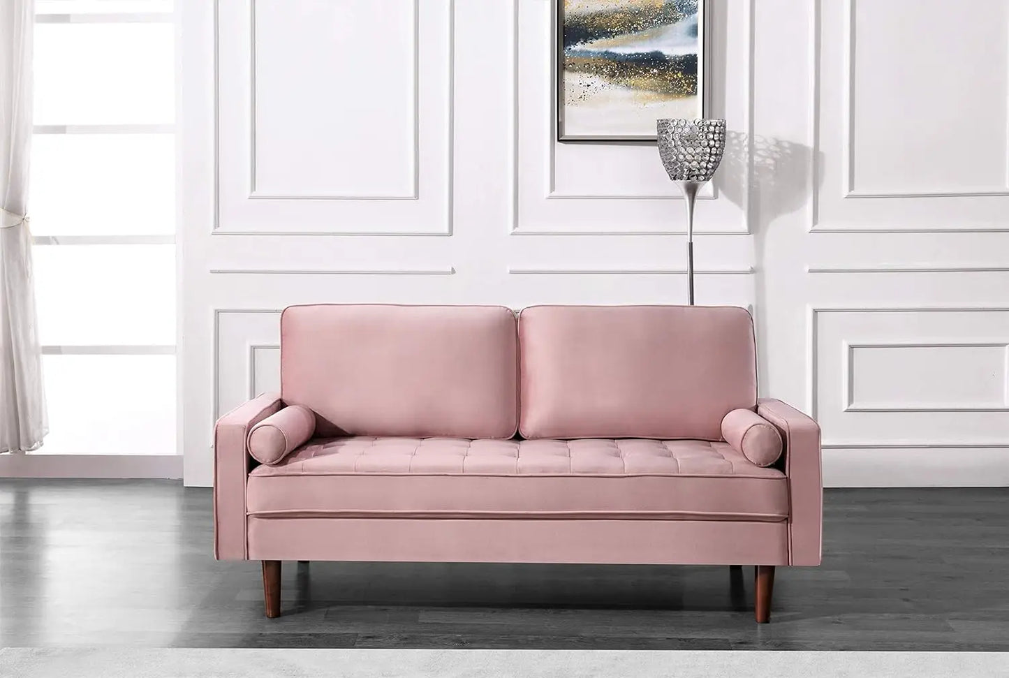 Container Furniture Direct S5456 Mid Century Modern Velvet Upholstered Tufted Sofa, 69.68"