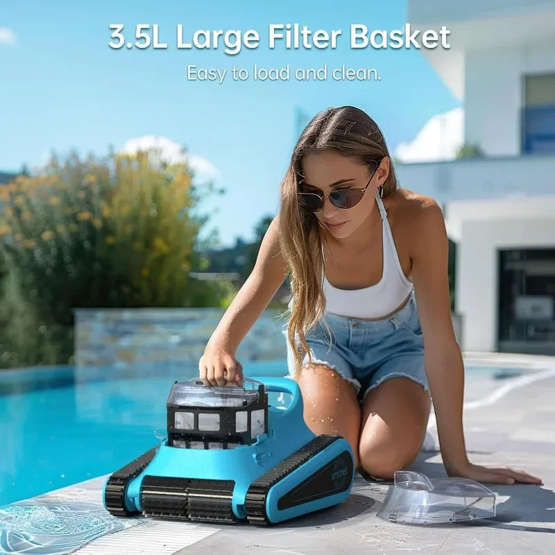 SMONET Cordless Pool Vacuum Robot:Automatic Robotic Pool Cleaner Lasts 150 Mins Wall Climbing 180W