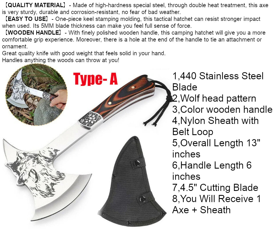 Survival Camping Axe Foldable Tactical Axe Multi Tool Kit Emergency Gear Tomahawk Wild Hatchet AX