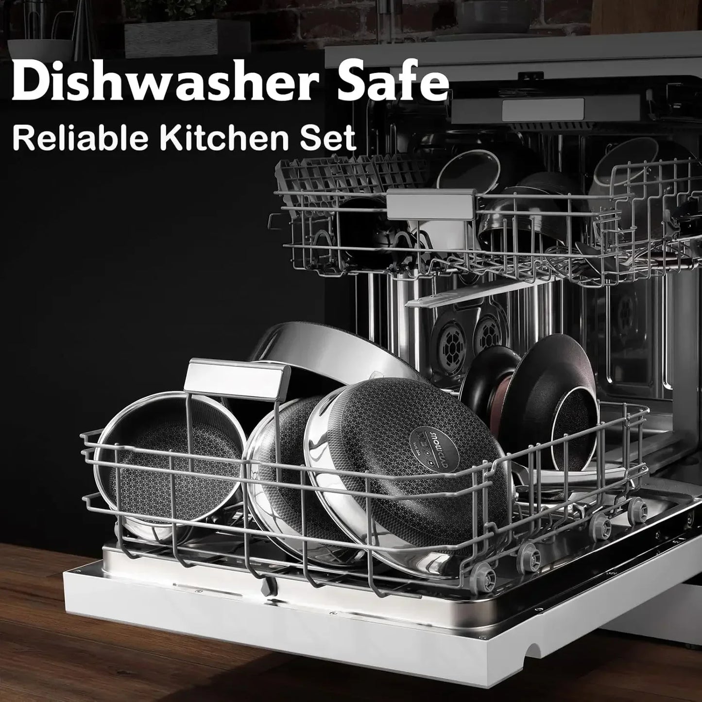 10 Pcs Hybrid Stainless Steel Cookware Sets, Non Stick Frying Pans, Saucepans, Saute Pan & Stock Pot