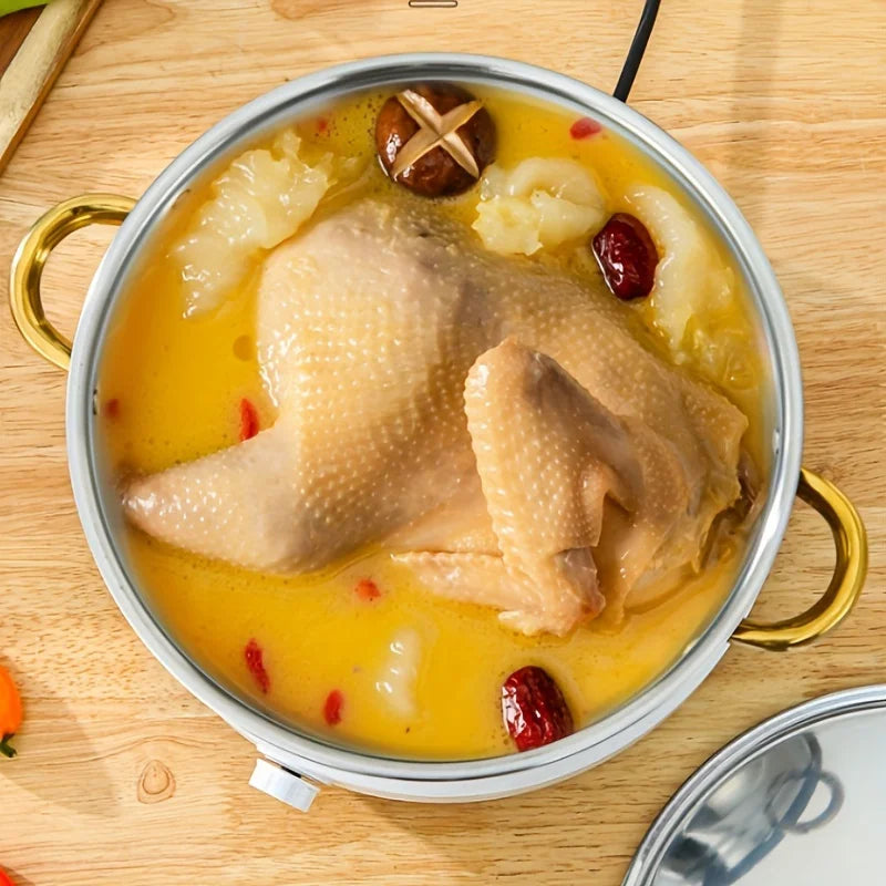 5-Piece Golden Stainless Steel Cookware Set - Durable, Multi-Purpose, Easy to Clean, Non-Stick