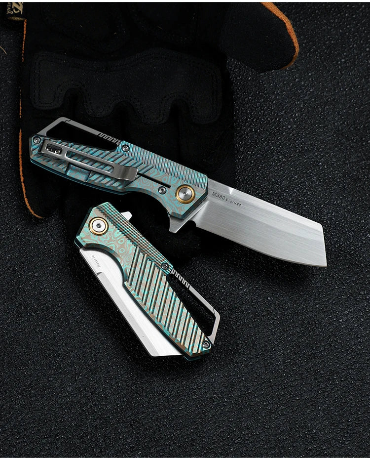 M390 Steel Folding Knife, Men's Everyday Carry Pocket Knife, Titanium Handle, Outdoor Camping Hunting EDC Pocket Knife