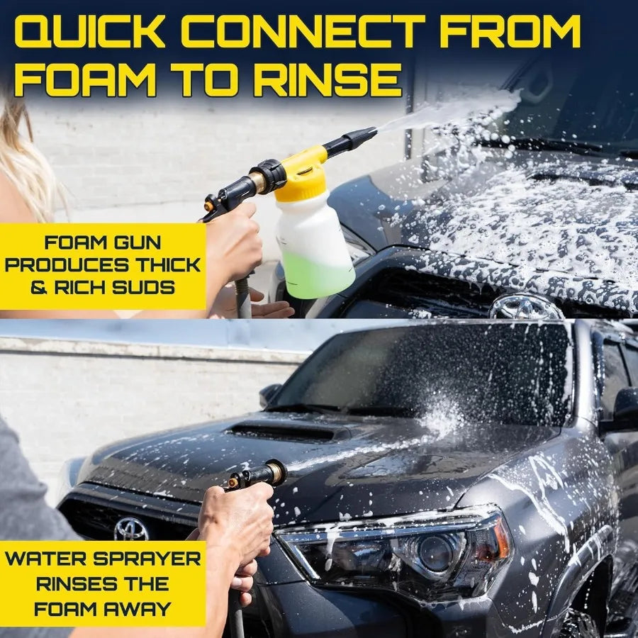 Foam King Gun Car Wash + Power Foam Car Wash Soap Strip 10ct = 5 Car Washes Connects to Garden Hose
