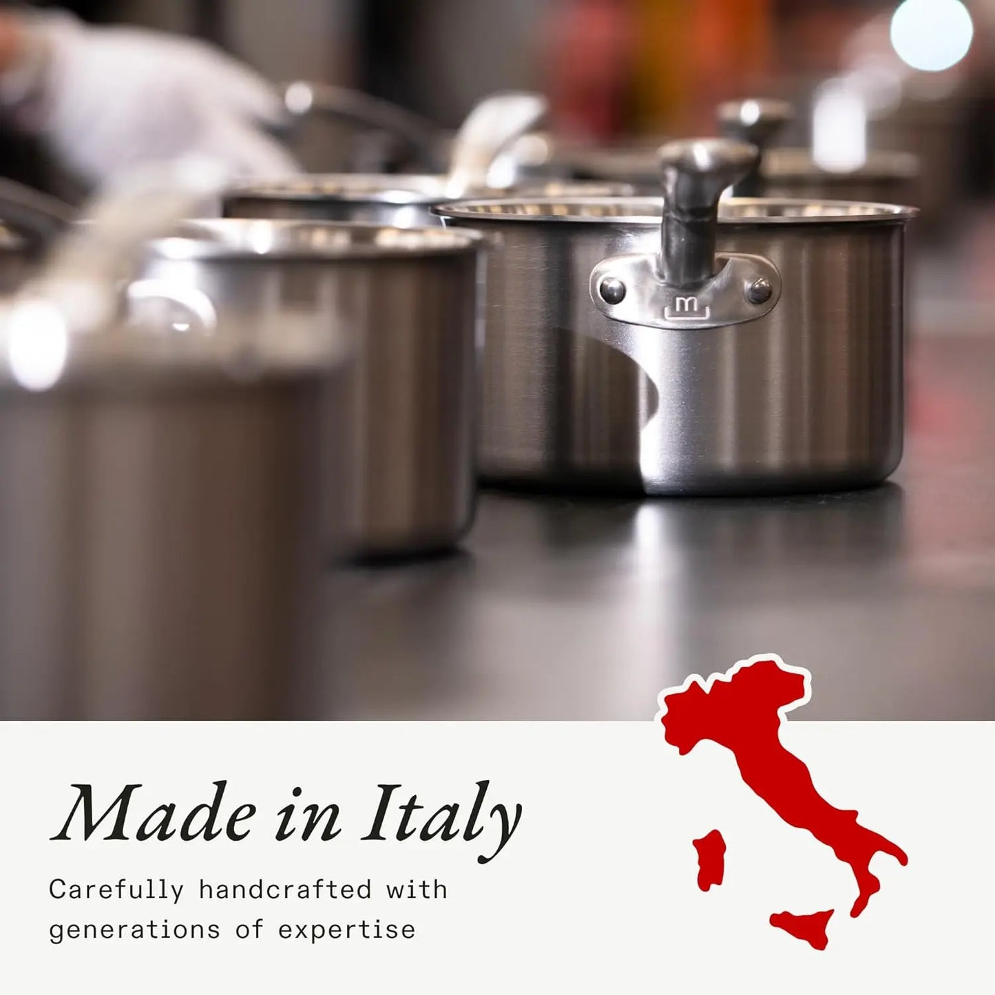 Made In Cookware-6/8/12 Quart Stainless Steel Stock Pot With Lid-5 Ply Stainless Crafted in Italy