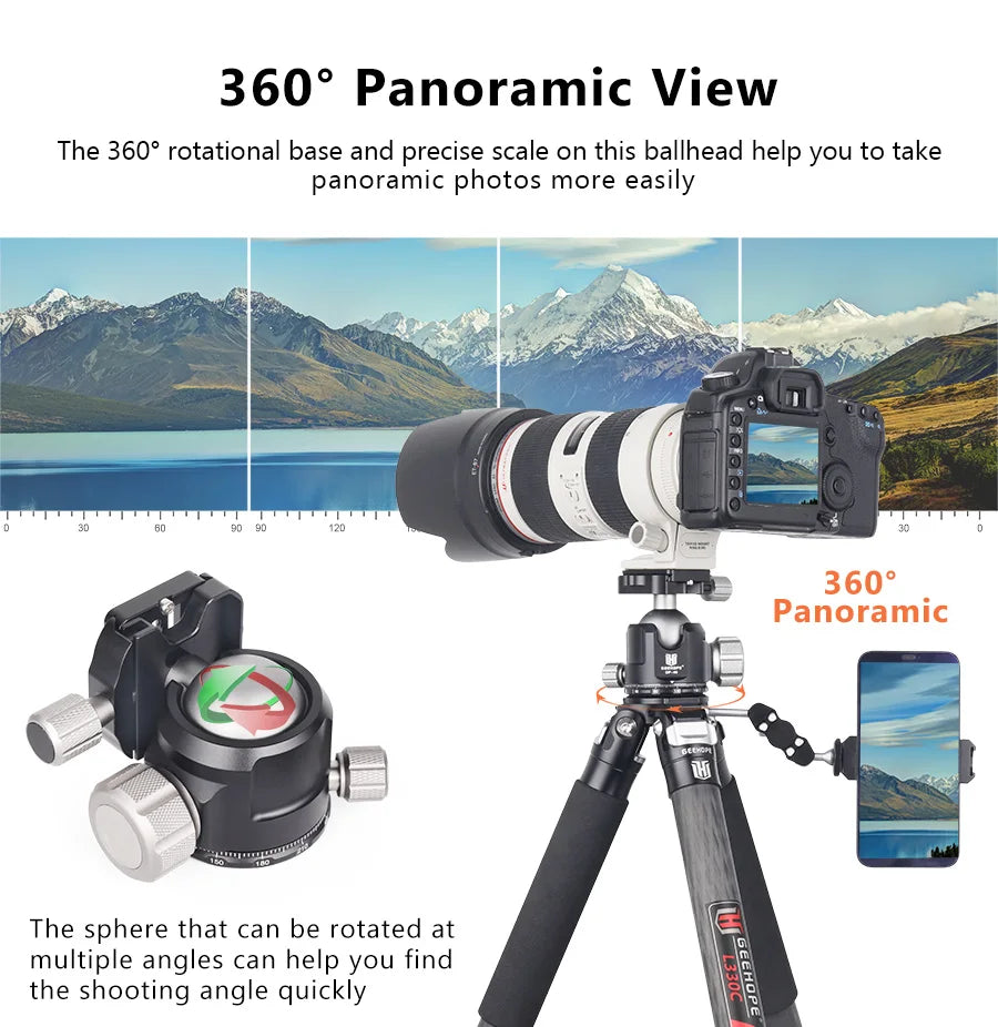 Geehope DP-40 40mm CNC 360° Panoramic Ballhead Low Gravity Center Tripod Head DSLR Camera Camcorder