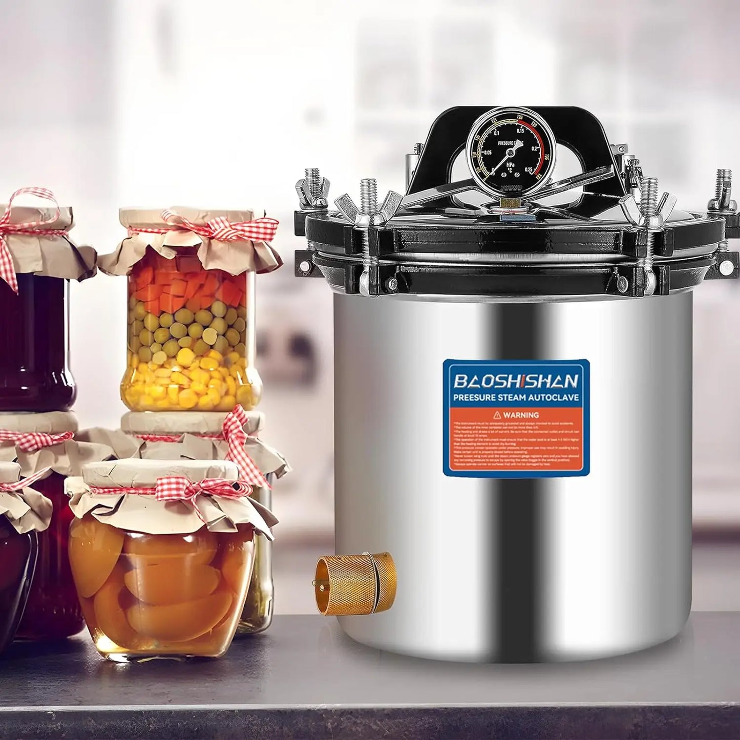 18L Electric Pressure Canner 19 QT Stainless Steel Portable Pressure Canner , Jar Canning 1.2KW