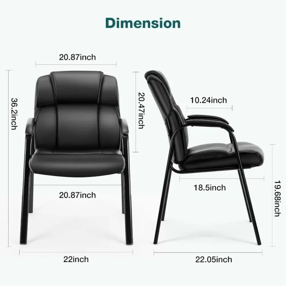 ANGDUO Waiting Room Reception Chairs Set of 4, Leather Office Desk Guest Stationary Side Chair