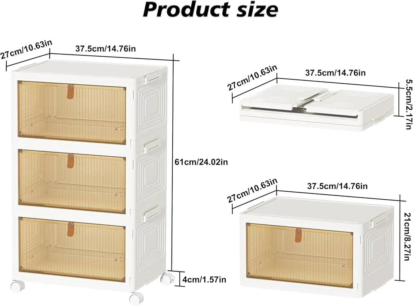 Closet Organizers and Storage 70Qt 3 Pack Stackable Bins 3 Lids Boxes Foldable(23Qt X 3)