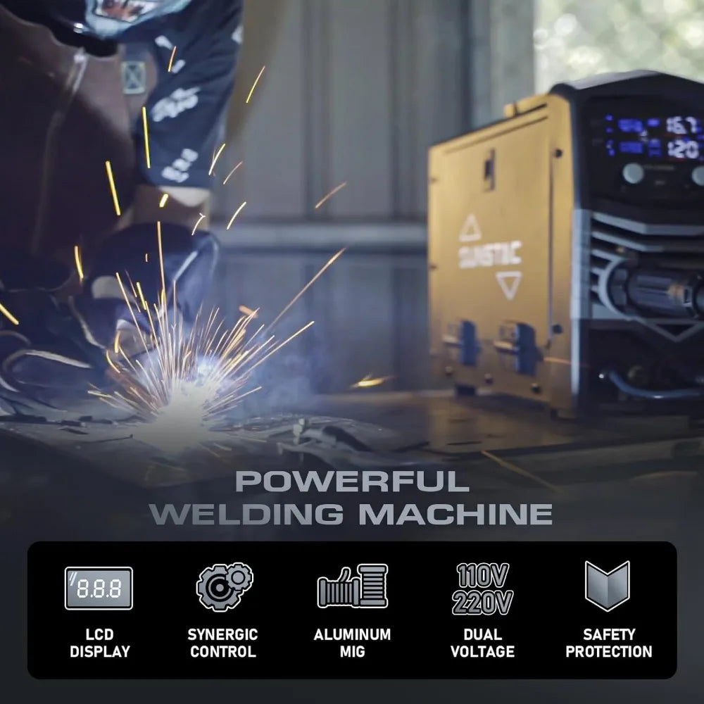 Welder,110V/220V Dual Voltage 5 in 1 Aluminum Welding Machine, MIG/Flux MIG/Spool Gun/Stick/Lift TIG