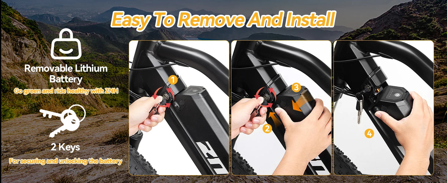 1000W Electric Bike/Fat Tire Ebike 26MPH, 48V 13Ah Battery,26"x4" Electric Mountain Bike, 7-Speed