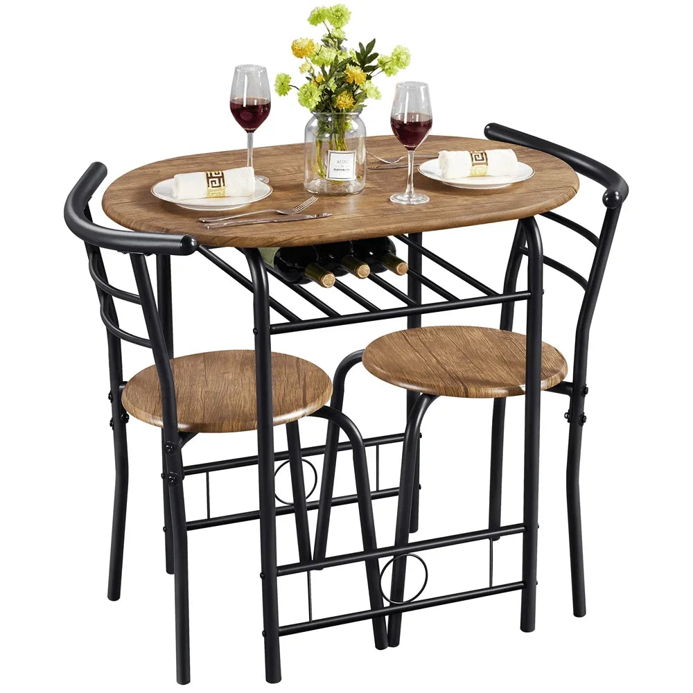Alden Design Modern Dining Set 3pcs round Table And 2 Chairs Multiple Colors Available