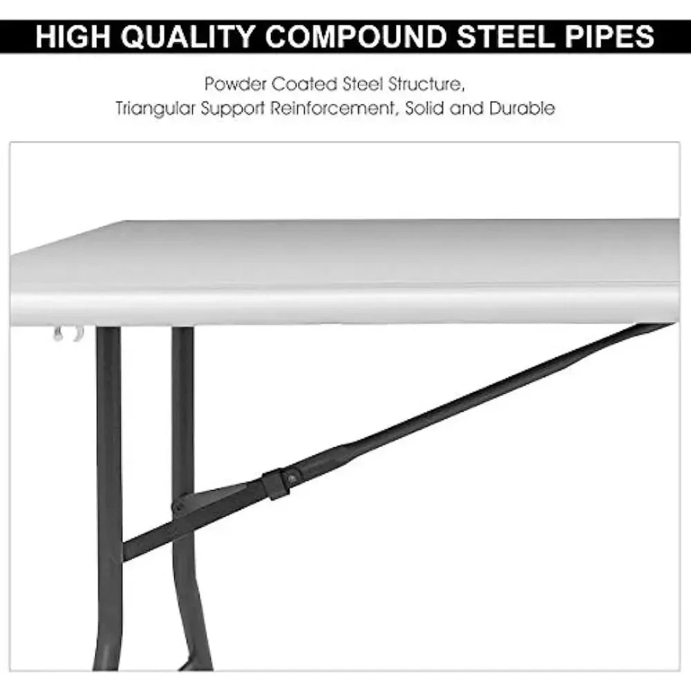 6' Folding, Portable Rounded Corners Plastic Picnic Table with Handle, Ideal for Indoor Outdoor