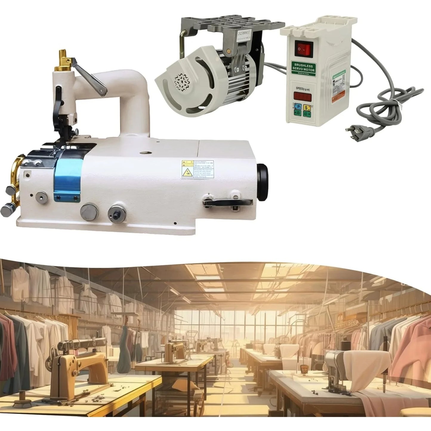 Electric Leather Skiving Machine SM-801+600W Brushless Sewing Machine Servo Motor, Limit Controller