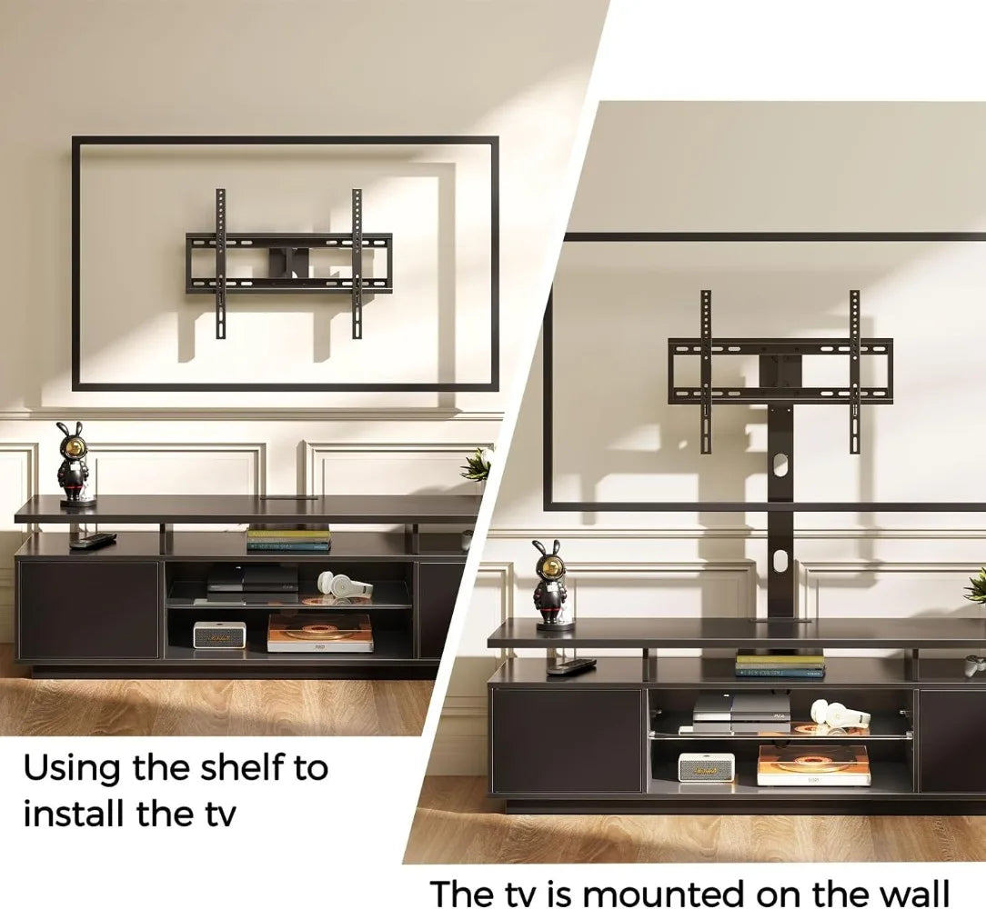 Rolanstar TV Stand w/ Mount and Power Outlet 51.2", Swivel TV Stand Mount for 32/45/55/60/65/70"