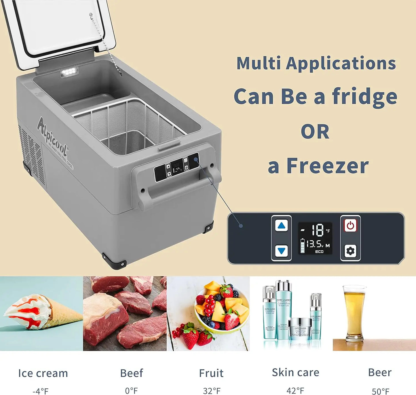 CF35 Portable Fat Cooling Car Refrigerator,12 Volt  Fridge Freezer, 37 Quart (35 Liter)