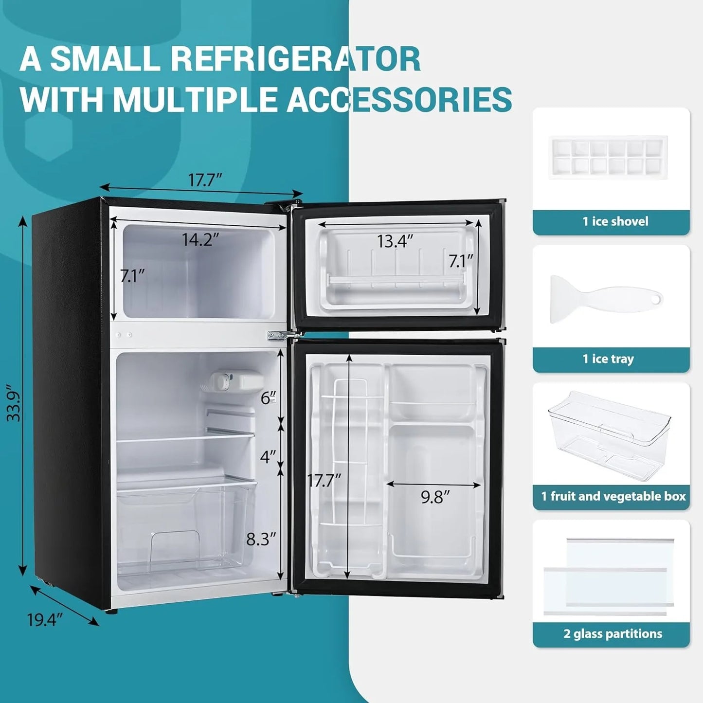 EUHOMY Mini Fridge with Freezer 2 Door Mini Fridge with freezer For Dorm/Bedroom/Office/Apartment