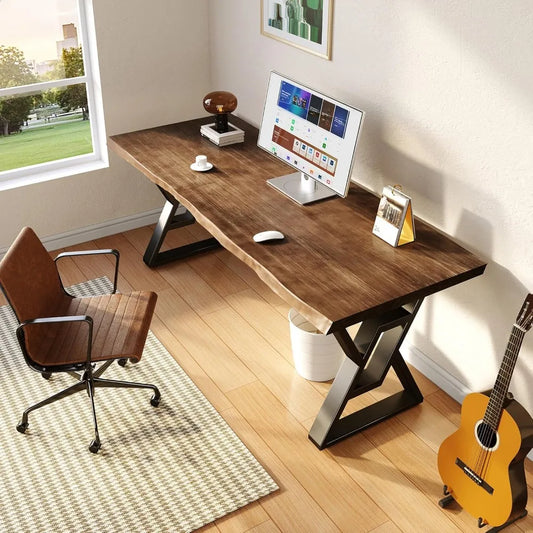 55-inch Computer Desk for Home Office, Study, Writing, Dining, Modern Simple Design Solid Wood