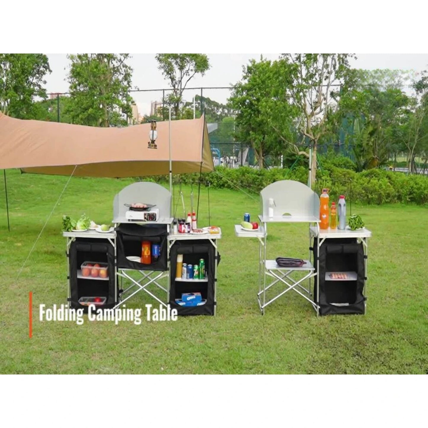 Portable Kitchen Camping Table with Storage Aluminum Outdoor Cooking United States