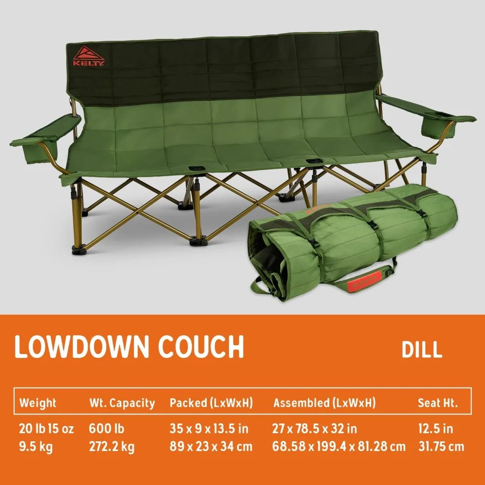 3 Person Capacity Camping Chair, Extra Large and Sturdy Bench for Campsites, Soccer Games