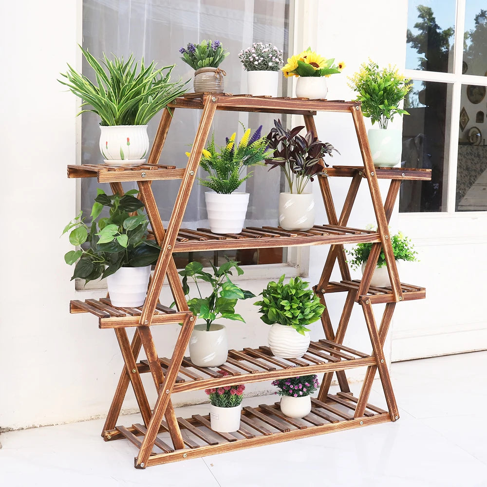 Extra Large Multi Tier Wood Flower Rack Plant Stand Bonsai Shelf Indoor Outdoor
