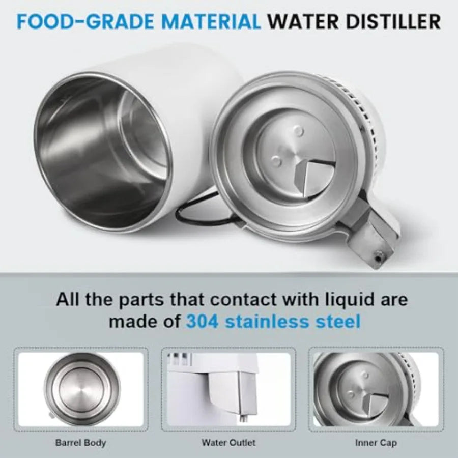 1 Gallon Water Distiller Machine 750W 4L Pure Distilled Water Maker