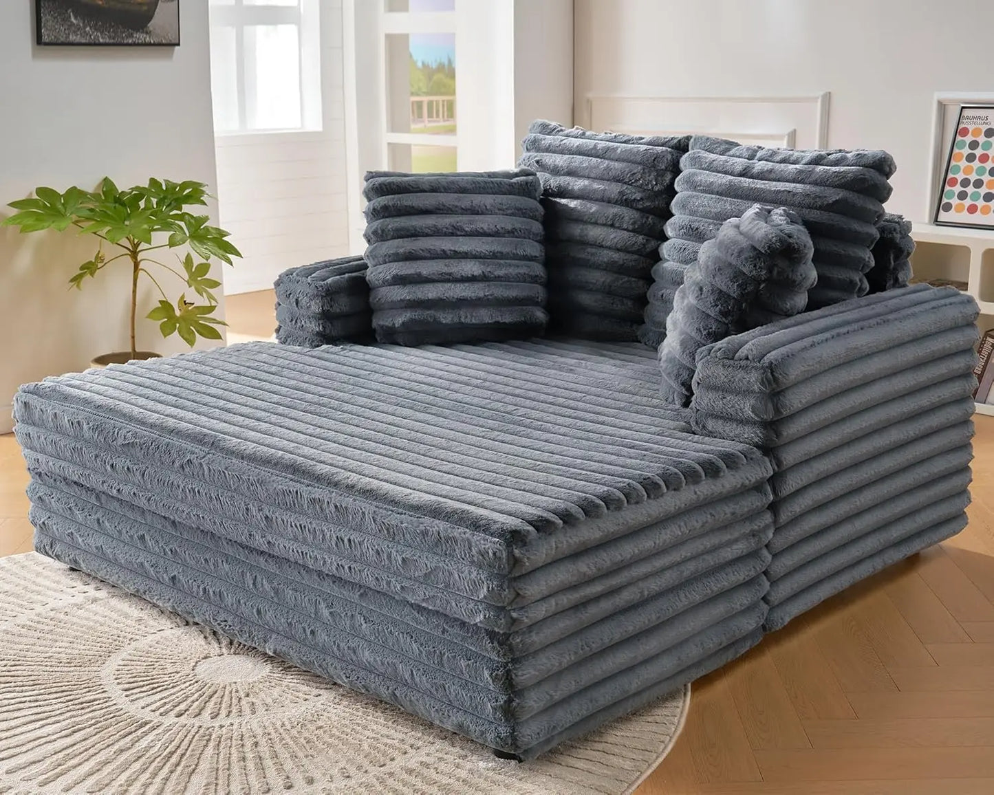 53" Sofa Bed, Upholstered Sofa Bed with Throw Pillows and Armrests, Sleeper Chair- Plush Chair Bed