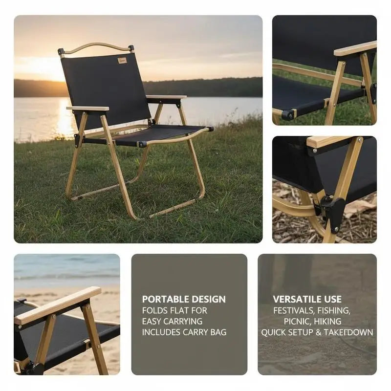 Set of 2 Camping Chair, Lightweight Folding Chair, Portable Armchairs