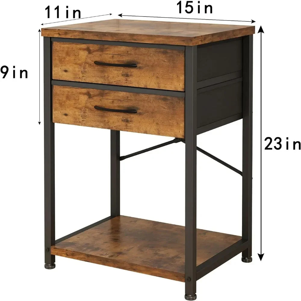 VERSATILE Nightstand Side Table with Storage Drawer Open Shelf