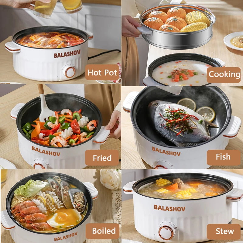 3L 110V Portable Electric Rice Cooker Multifunctional Pan Non-stick Cookware US Plug