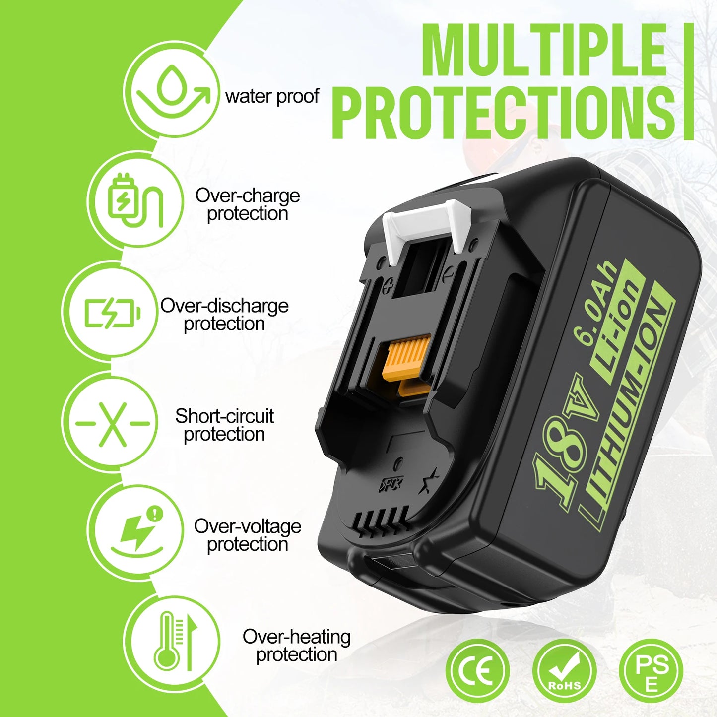 Dreamdash/Makita 18V Battery 6Ah Rechargeable Power Tools Battery 18V LED Li-ion BL1860B BL1830