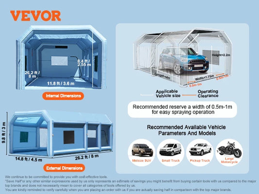 SucceBuy Inflatable Paint Booth Inflatable Spray Booth with Powerful Blowers and Air Filter System