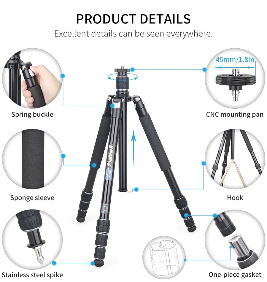 INNOREL RT45A Tripod Aluminum Alloy Travel Portable Photographic Monopod/DSLR Camcorder Stand