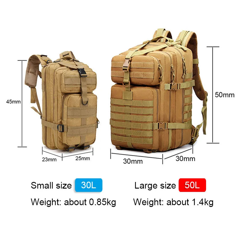 30L/50L Tactical Backpack Hiking Bag Waterproof Rucksacks Army Camping Trekking Hunting Bag