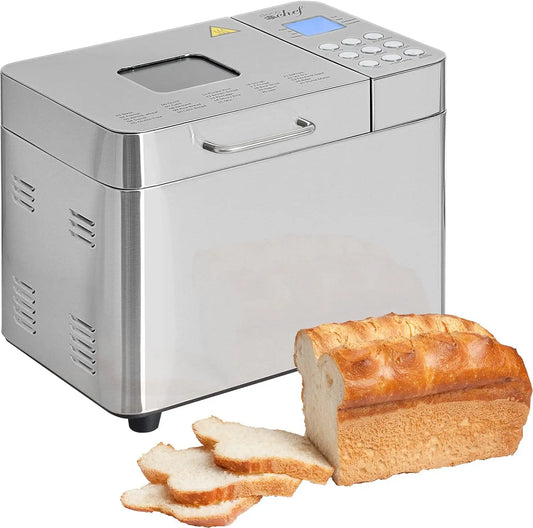 Chef 2 LB Stainless Steel Bread Maker w/25 Smart Cooking Programs and Accessories, Measuring Cup