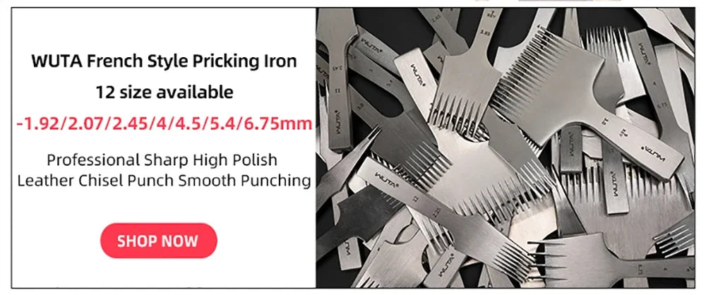 WUTA 1pc High Quality Sharp Leather Chisel French Style Pricking Iron Tool Polish2.7/3.0/3.38/3.85mm