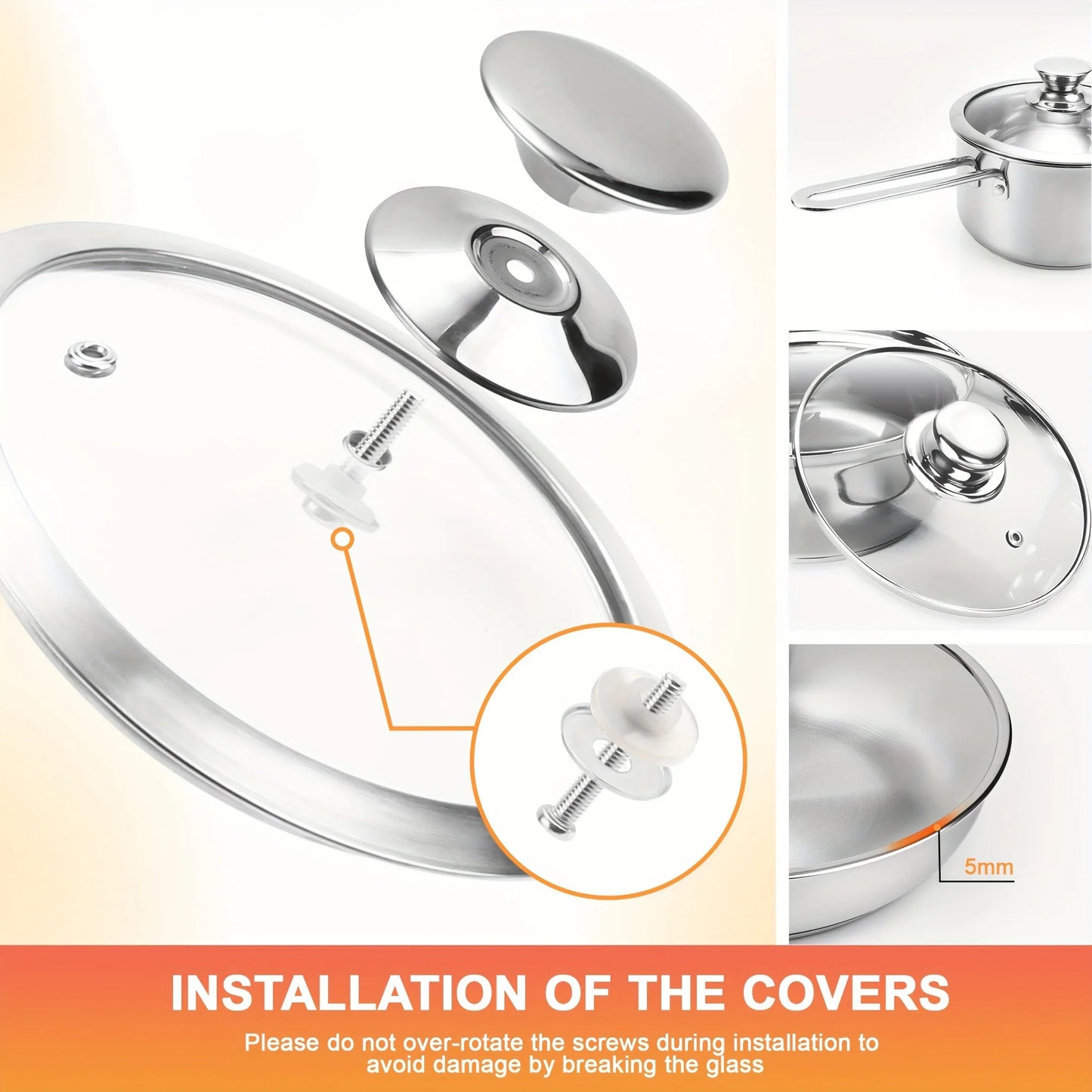 10 Pieces Stainless Steel Pots And Pans Set, Kitchen Cookware Sets, Induction Cooking Set