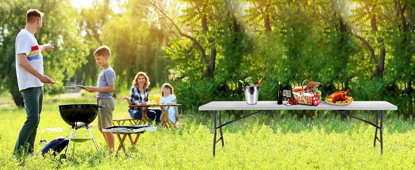 JHK 4/6/8 FT Portable Folding Outdoor Indoor Table Heavy Duty Foldable/ Safety Lock
