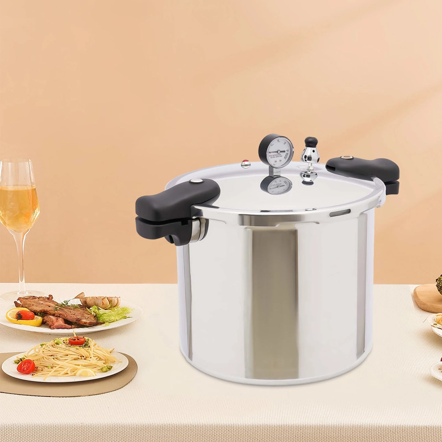 23 Quart 22L 90kpa Pressure Canner/Cooker w/Pressure Gauge 10PSI Explosion Proof Safety Valve