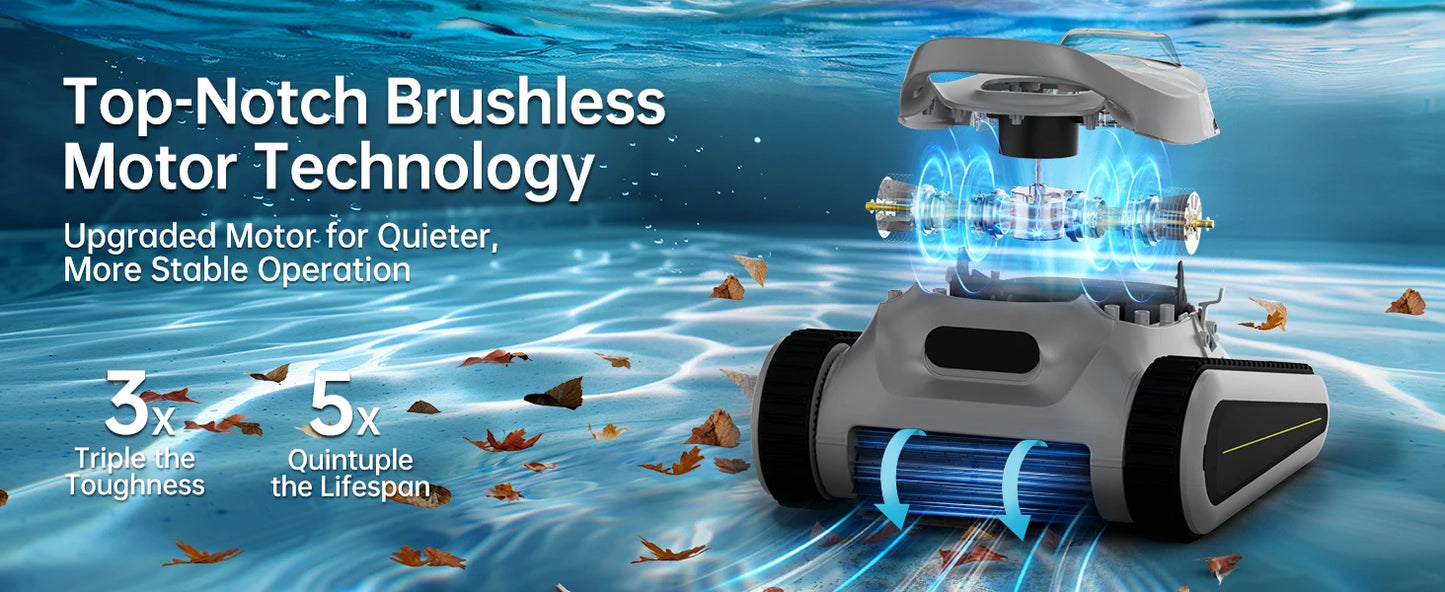 Pool Vacuum Cordless Pool Cleaners/In or Above Ground Pool/Wall Floor Waterline 180W Powerful